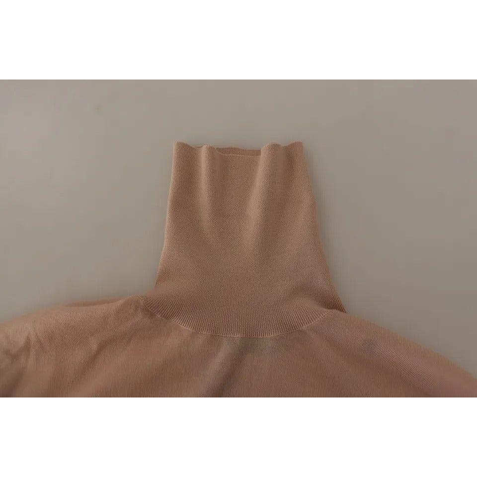 Dolce & Gabbana Beige Cashmere Turtleneck Pullover Sweater Dolce & Gabbana Rosy Brown