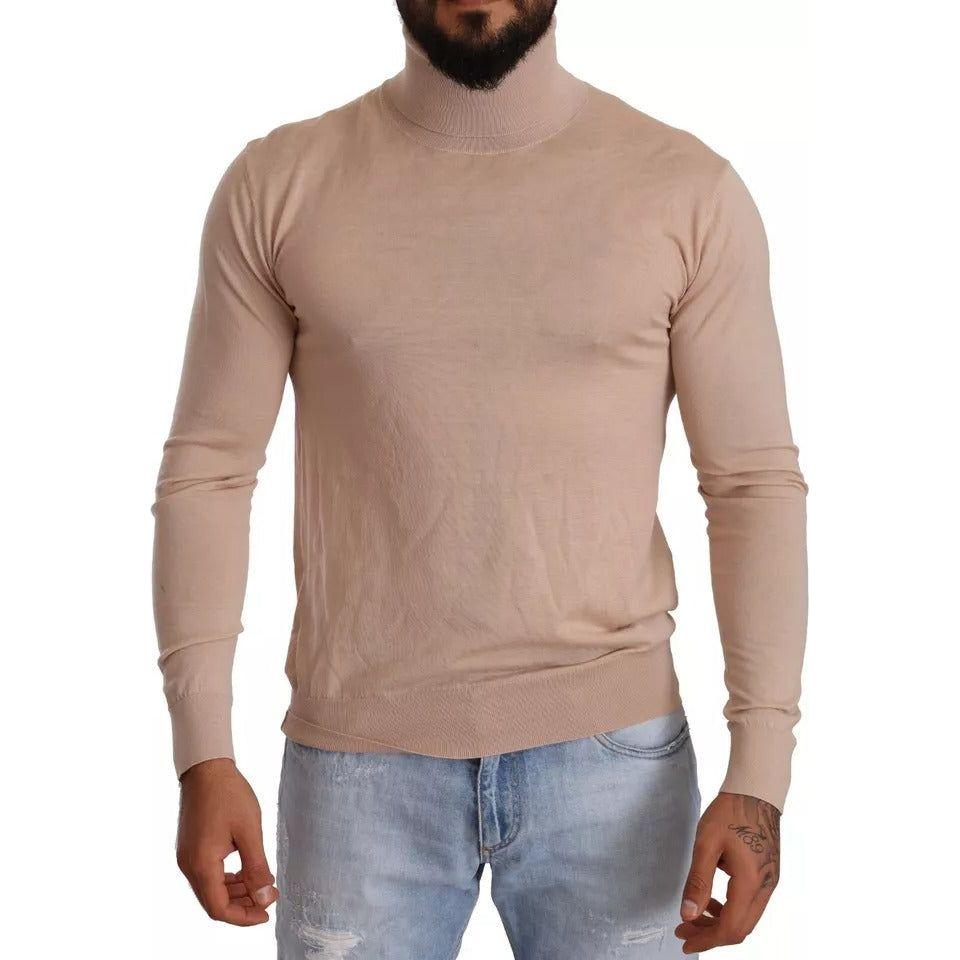Dolce & Gabbana Beige Cashmere Turtleneck Pullover Sweater Dolce & Gabbana Rosy Brown