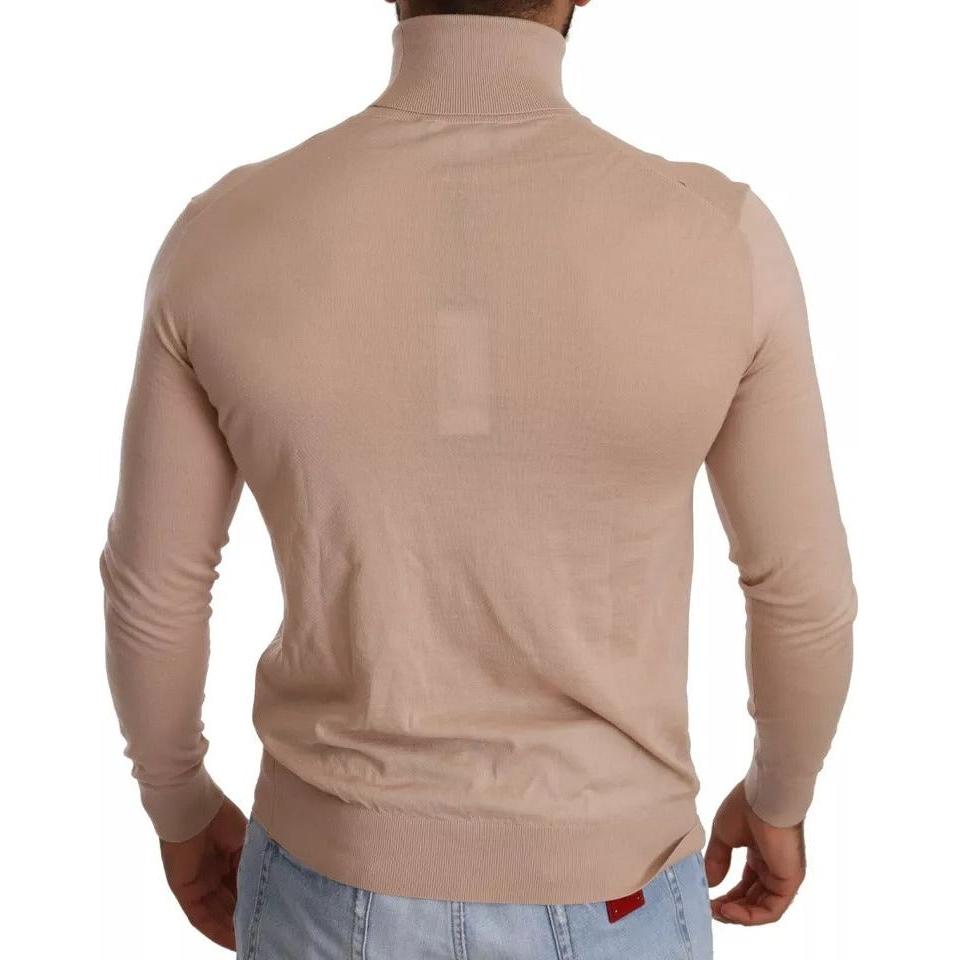 Dolce & Gabbana Beige Cashmere Turtleneck Pullover Sweater Dolce & Gabbana Rosy Brown