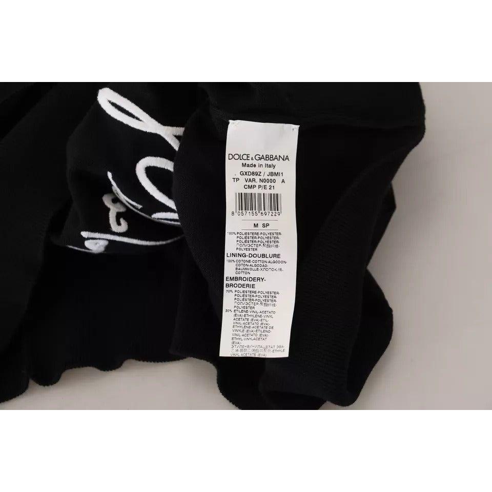 Dolce & Gabbana Black Polyester Crewneck Men Pullover Sweater Dolce & Gabbana Black