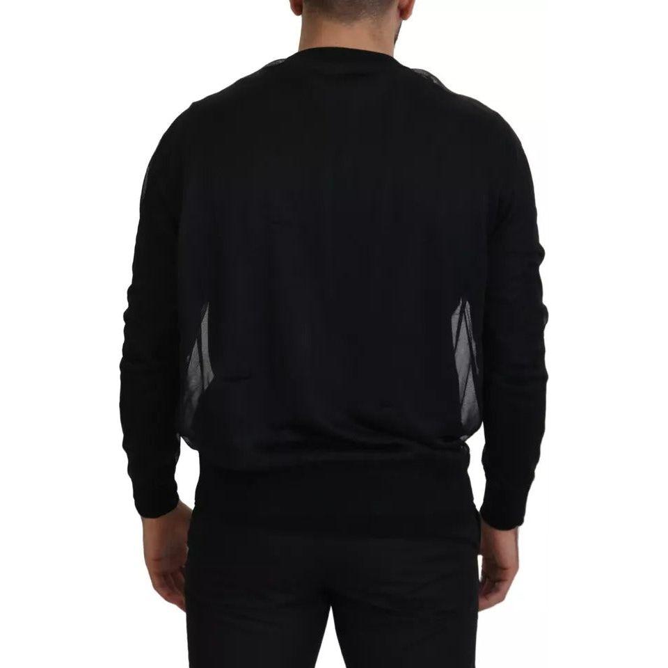 Dolce & Gabbana Black Polyester Crewneck Men Pullover Sweater Dolce & Gabbana Black