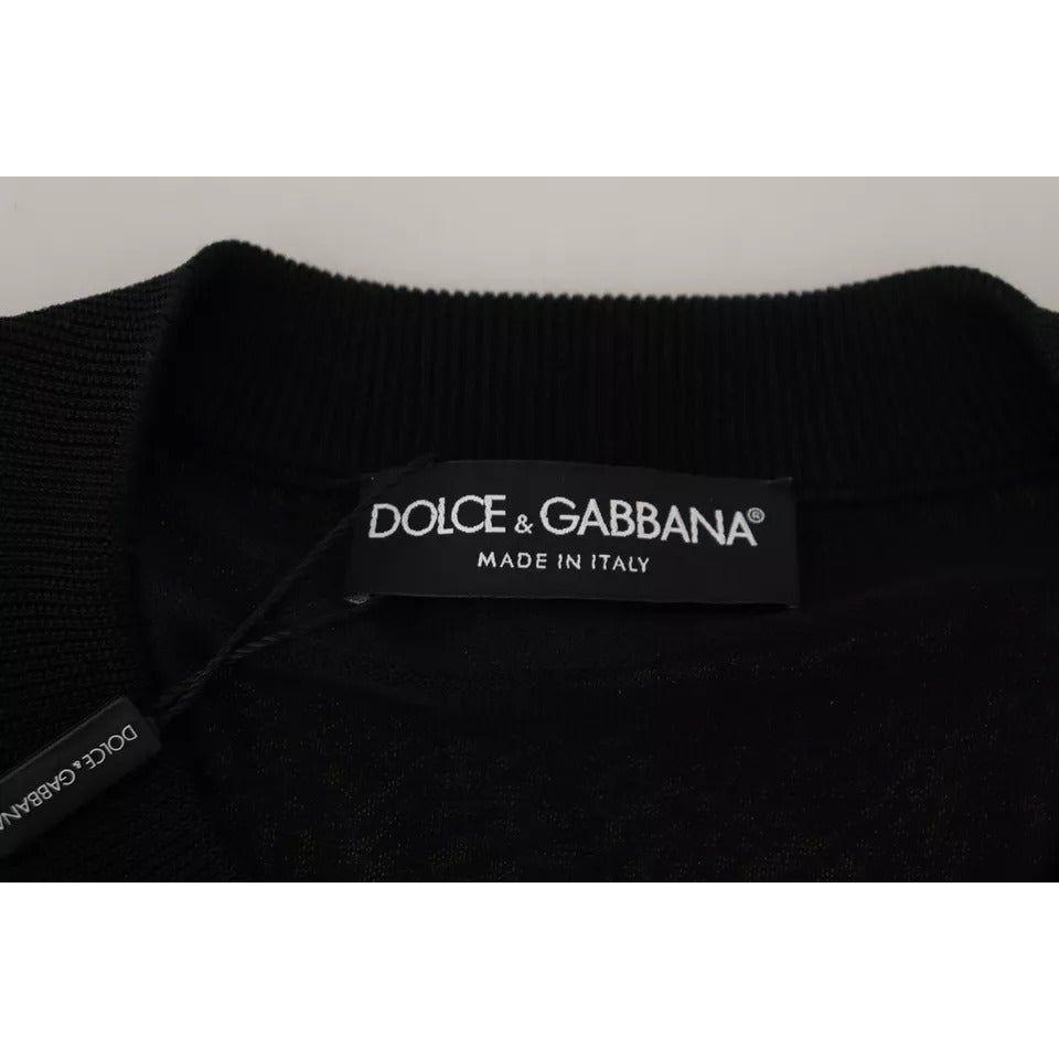 Dolce & Gabbana Black Polyester Crewneck Men Pullover Sweater Dolce & Gabbana Gray