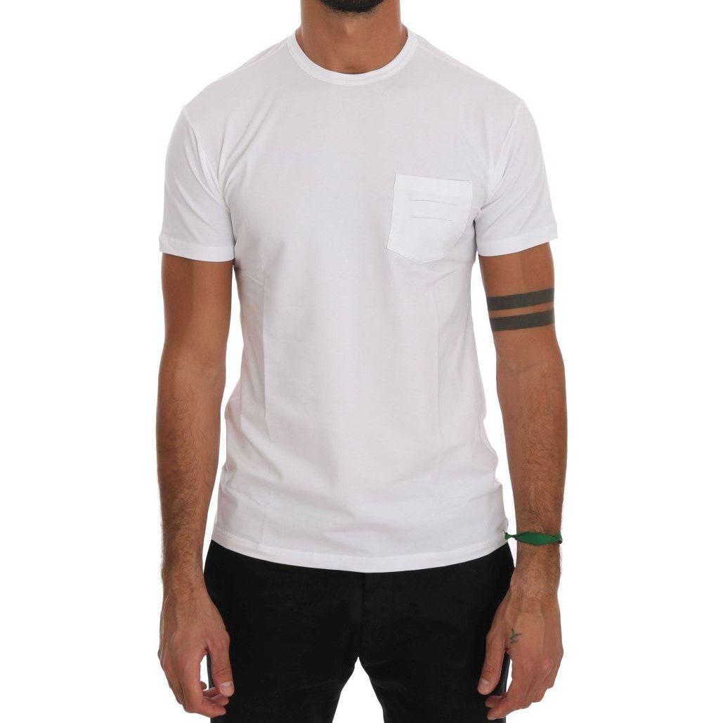 Daniele Alessandrini Elegant White Crew-Neck Cotton T-Shirt Daniele Alessandrini Light Gray