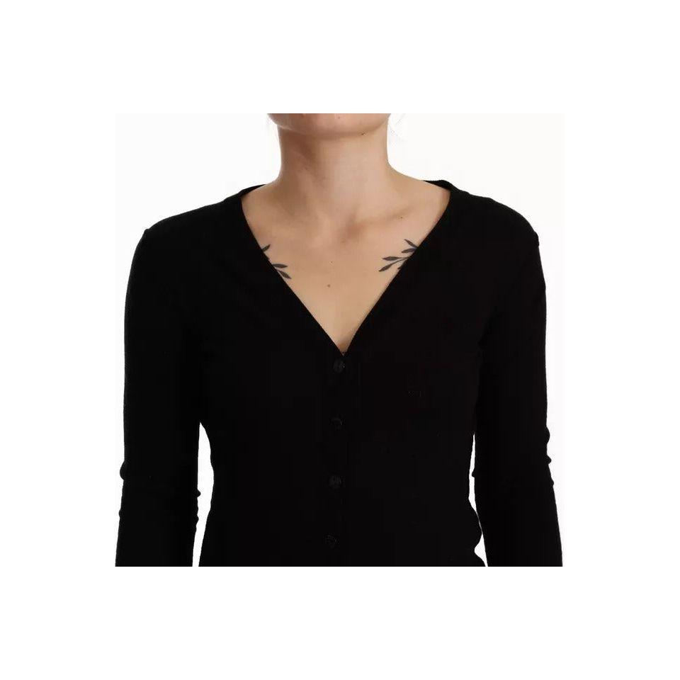 Dolce & Gabbana Black Wool Knit Button Down Cardigan Sweater Dolce & Gabbana Black