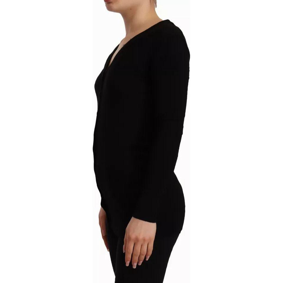 Dolce & Gabbana Black Wool Knit Button Down Cardigan Sweater Dolce & Gabbana Tan