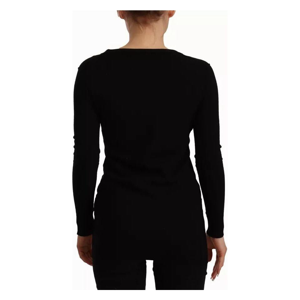 Dolce & Gabbana Black Wool Knit Button Down Cardigan Sweater Dolce & Gabbana Antique White