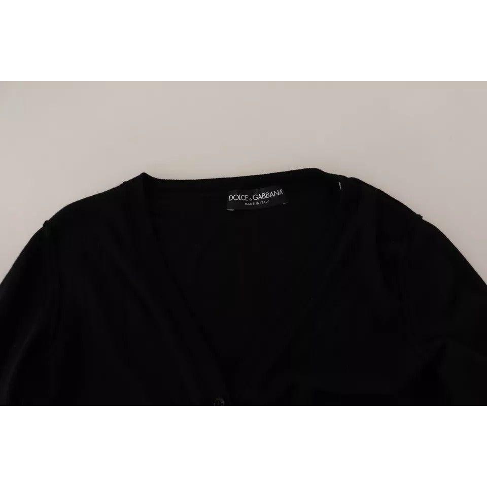 Dolce & Gabbana Black Wool Knit Button Down Cardigan Sweater Dolce & Gabbana Black