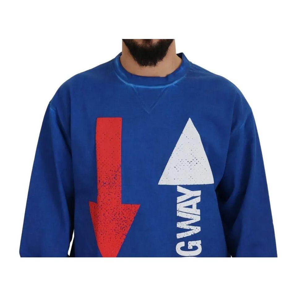 Dolce & Gabbana Blue DGWAY Cotton Crewneck Pullover Sweater Dolce & Gabbana Midnight Blue
