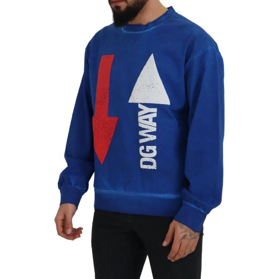 Dolce & Gabbana Blue DGWAY Cotton Crewneck Pullover Sweater Dolce & Gabbana Midnight Blue