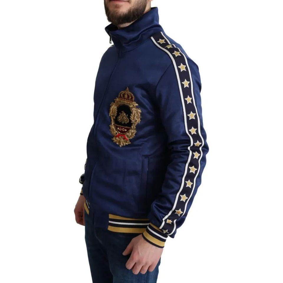 Dolce & Gabbana Blue Heraldic Patch Striped King Bee Sweater Dolce & Gabbana Dark Slate Gray