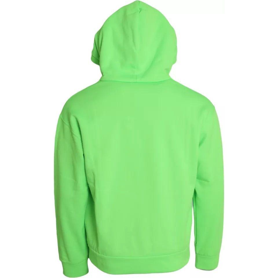 Dolce & Gabbana Neon Green Logo Pullover Hooded Sweatshirt Sweater Dolce & Gabbana Light Green