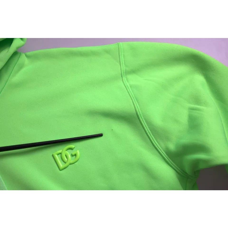 Dolce & Gabbana Neon Green Logo Pullover Hooded Sweatshirt Sweater Dolce & Gabbana Dark Sea Green
