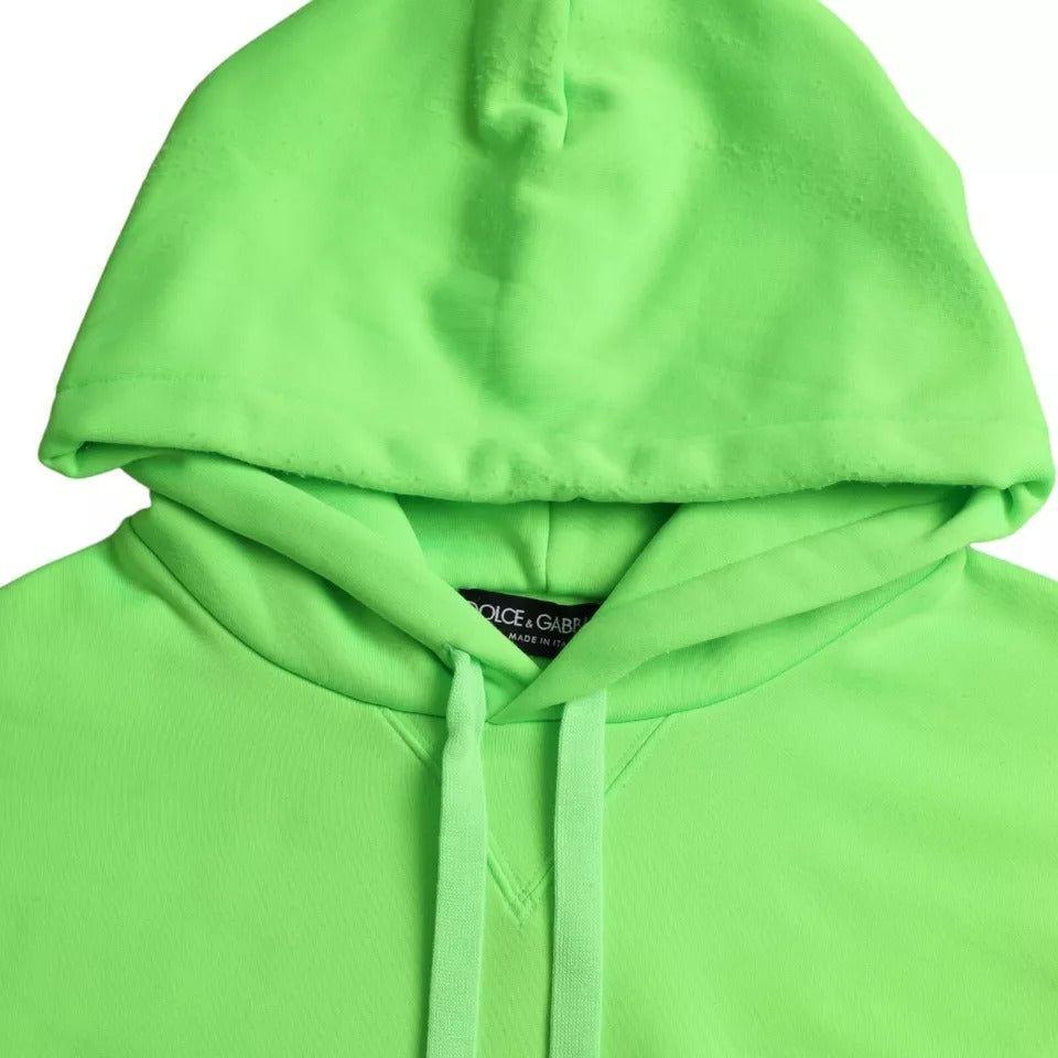 Dolce & Gabbana Neon Green Logo Pullover Hooded Sweatshirt Sweater Dolce & Gabbana Light Green