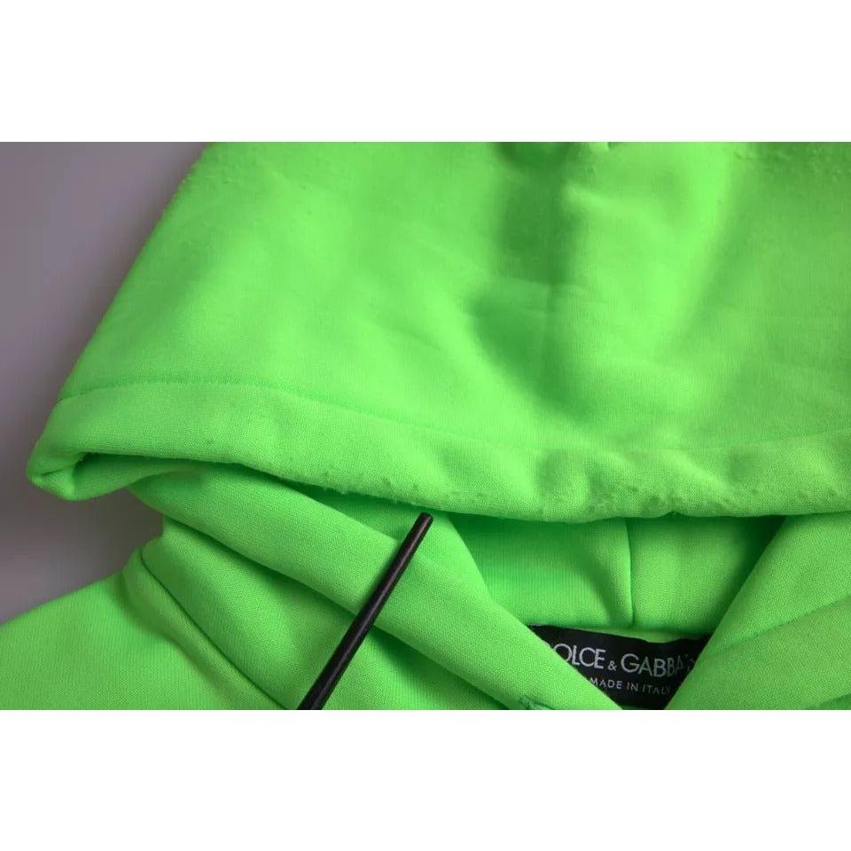 Dolce & Gabbana Neon Green Logo Pullover Hooded Sweatshirt Sweater Dolce & Gabbana Medium Sea Green
