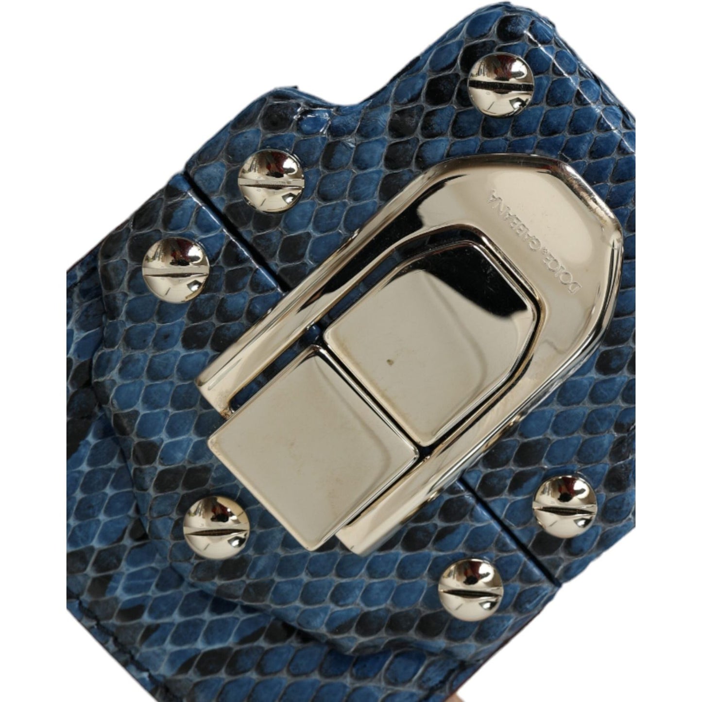 Dolce & Gabbana Blue Beige Exotic Leather LUCIA Crossbody Purse Bag Dolce & Gabbana Dark Gray