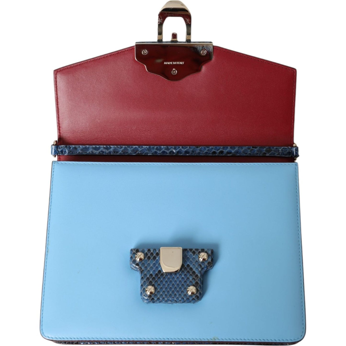 Dolce & Gabbana Blue Beige Exotic Leather LUCIA Crossbody Purse Bag Dolce & Gabbana Sky Blue