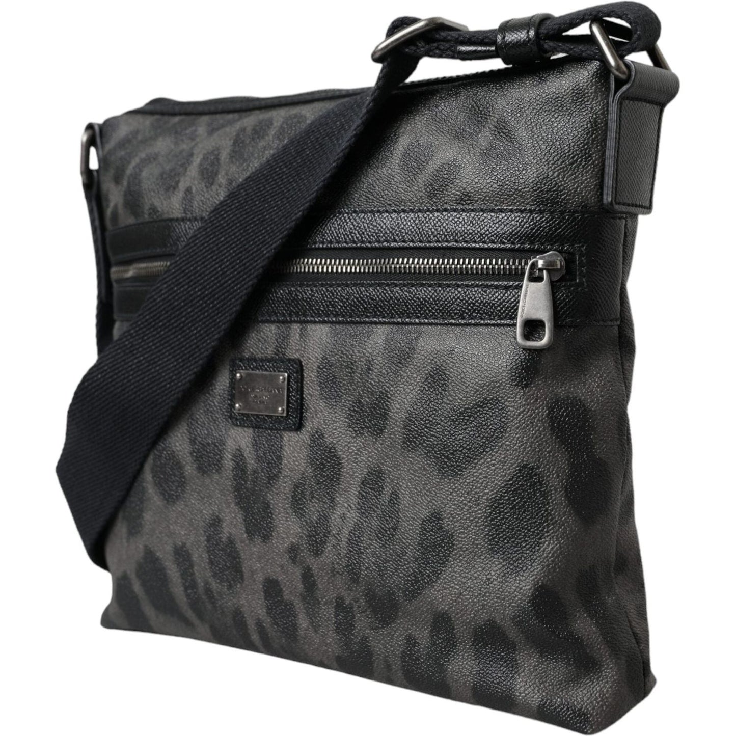 Dolce & Gabbana Gray Leopard PVC Leather Messenger Cross Body Bag Dolce & Gabbana Dark Slate Gray