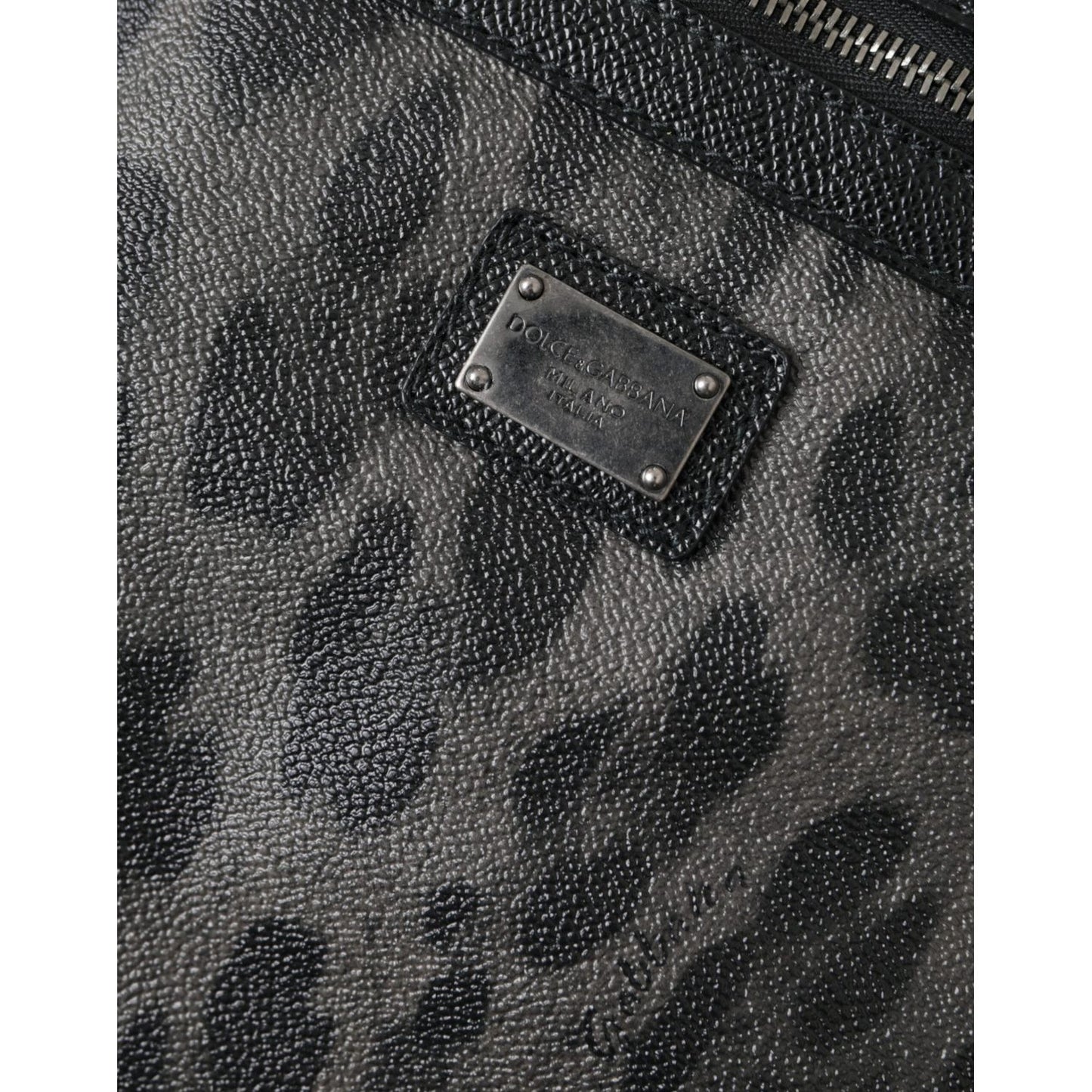 Dolce & Gabbana Gray Leopard PVC Leather Messenger Cross Body Bag Dolce & Gabbana Dark Slate Gray