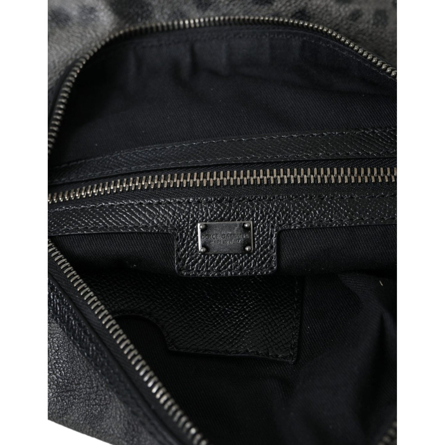 Dolce & Gabbana Gray Leopard PVC Leather Messenger Cross Body Bag Dolce & Gabbana Black