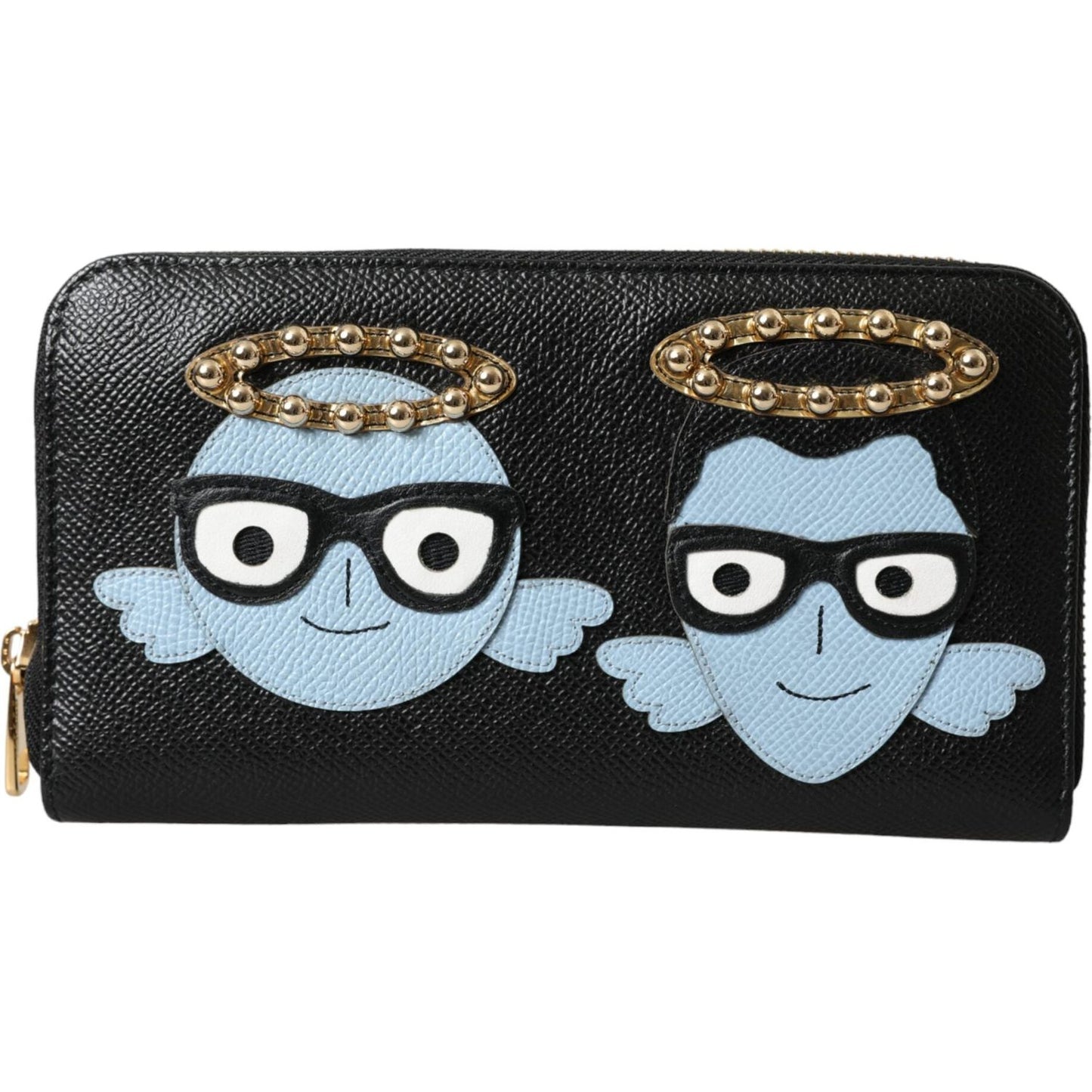 Dolce & Gabbana Black Blue Leather #DGFAMILY Zipper Continental Men Wallet Dolce & Gabbana Light Steel Blue
