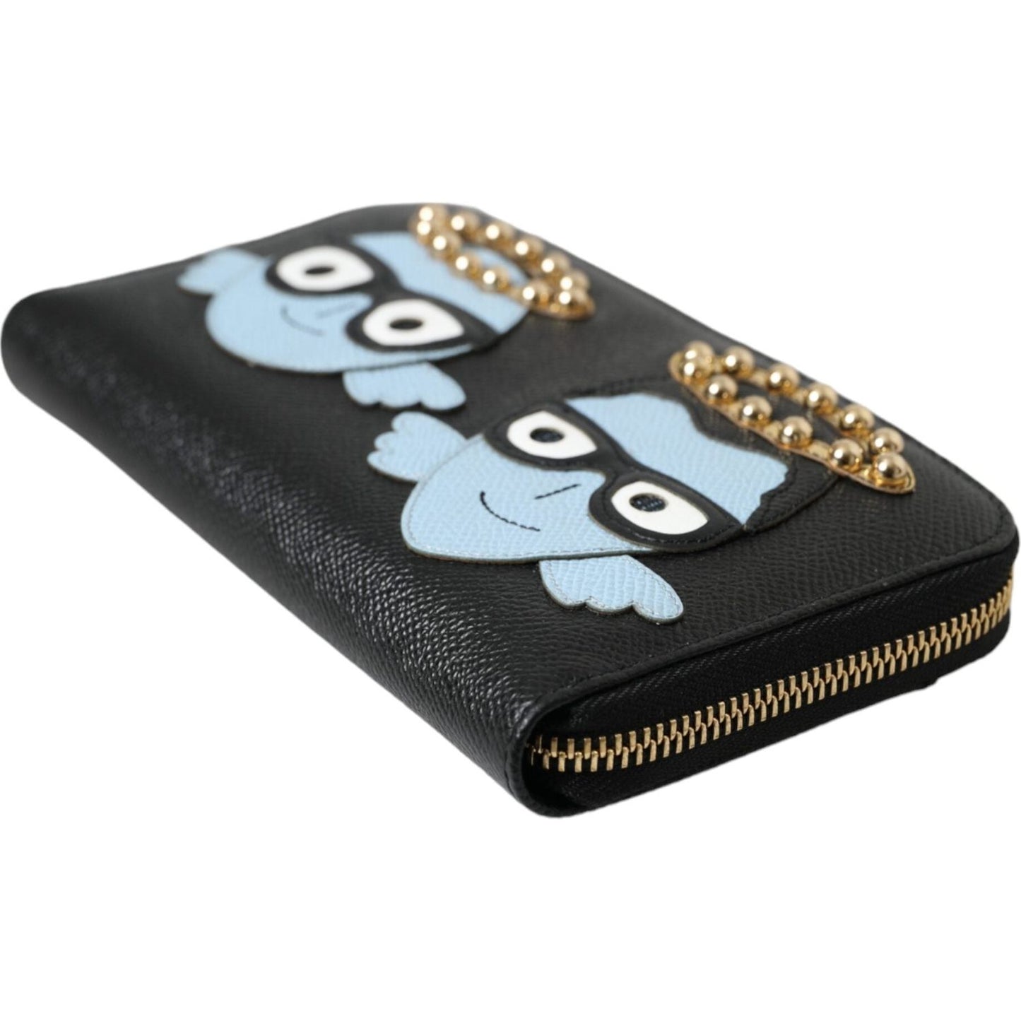 Dolce & Gabbana Black Blue Leather #DGFAMILY Zipper Continental Men Wallet Dolce & Gabbana Dark Slate Gray