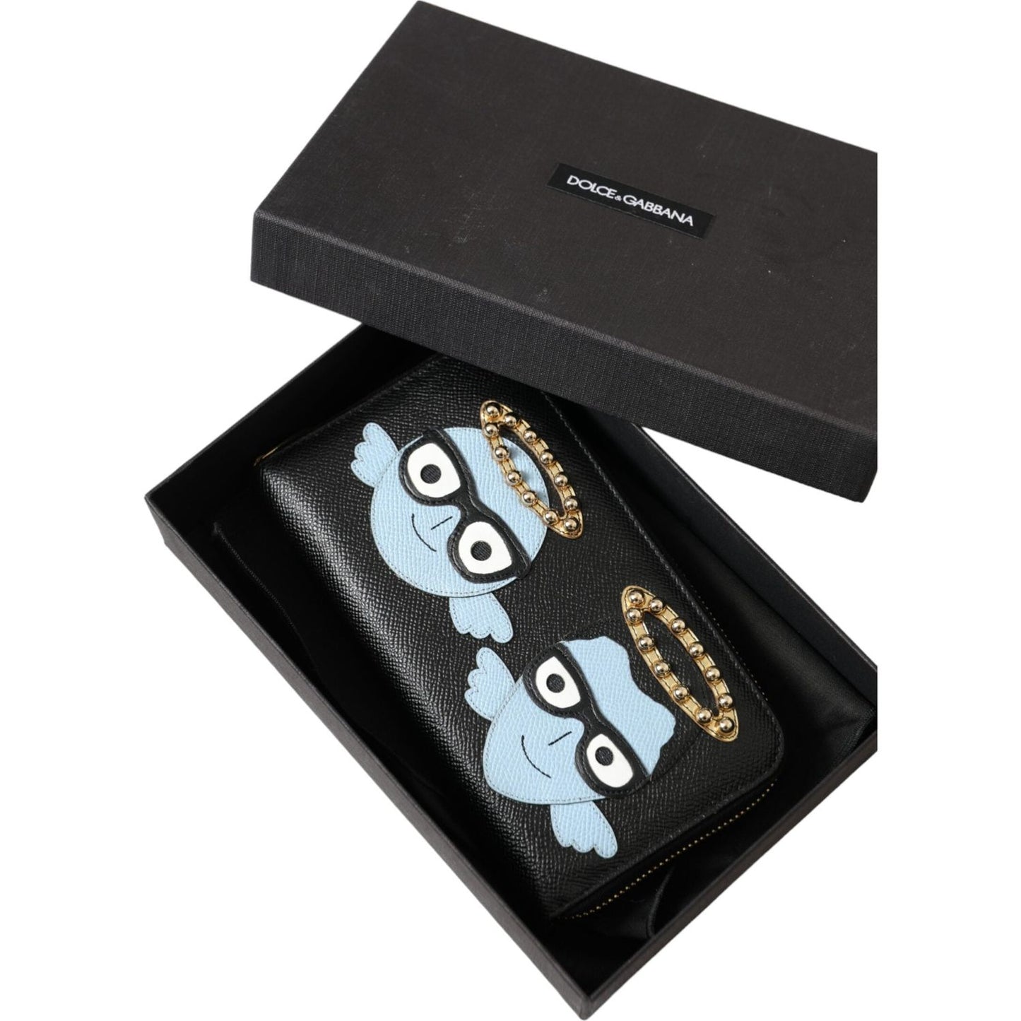 Dolce & Gabbana Black Blue Leather #DGFAMILY Zipper Continental Men Wallet Dolce & Gabbana Dark Slate Gray