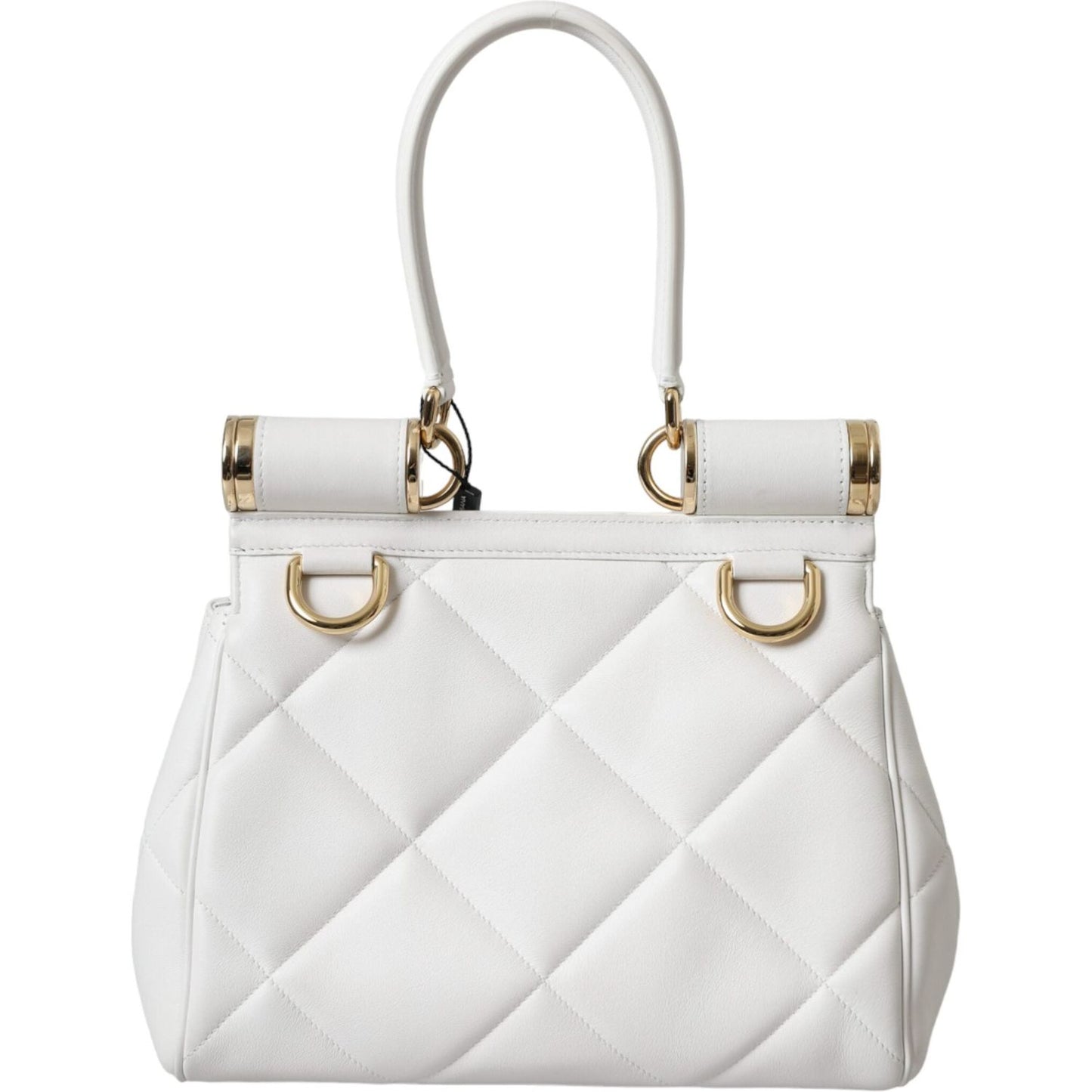 Dolce & Gabbana White Calf Leather 90's SICILY Shoulder Satchel Bag Dolce & Gabbana Light Gray