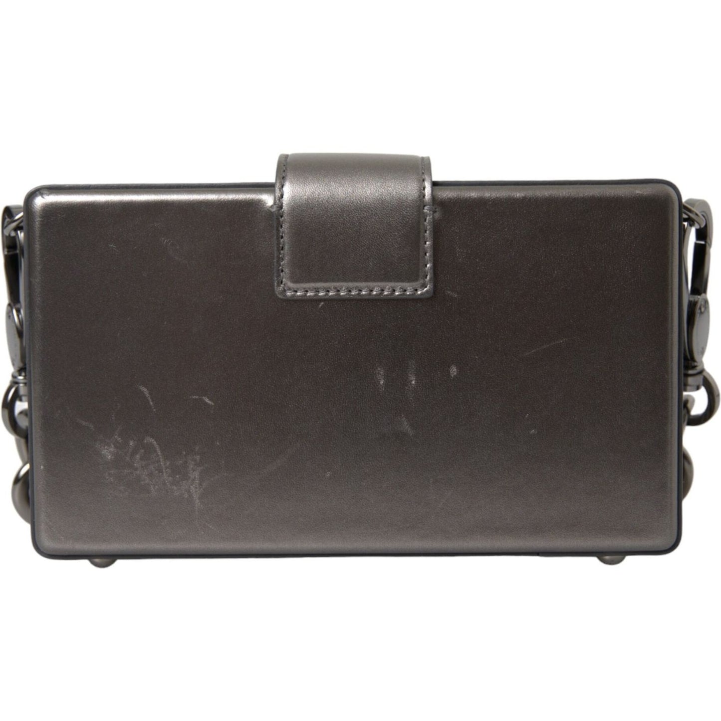 Dolce & Gabbana Metallic Gray Calfskin Leather DG BOX Shoulder Bag Dolce & Gabbana Dark Slate Gray