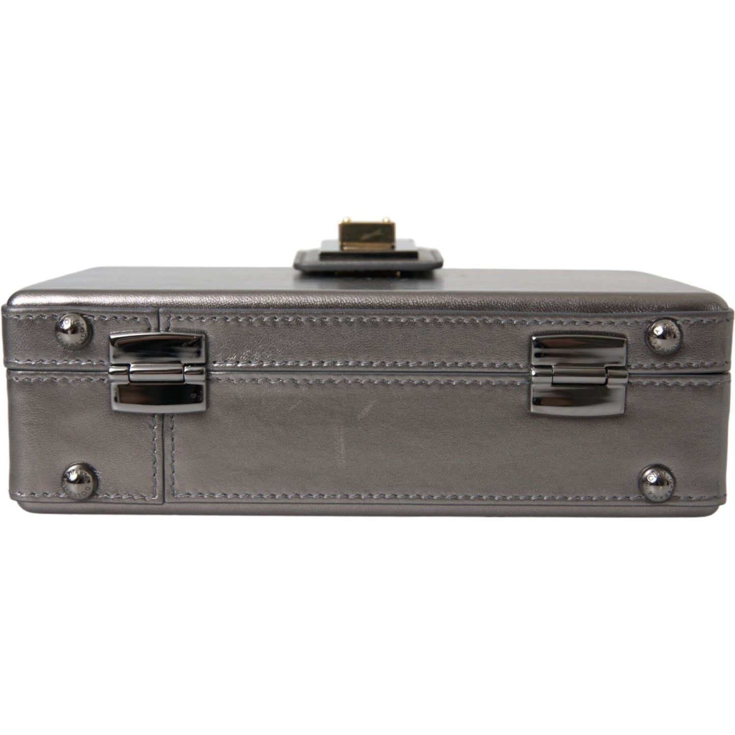Dolce & Gabbana Metallic Gray Calfskin Leather DG BOX Shoulder Bag Dolce & Gabbana Dim Gray