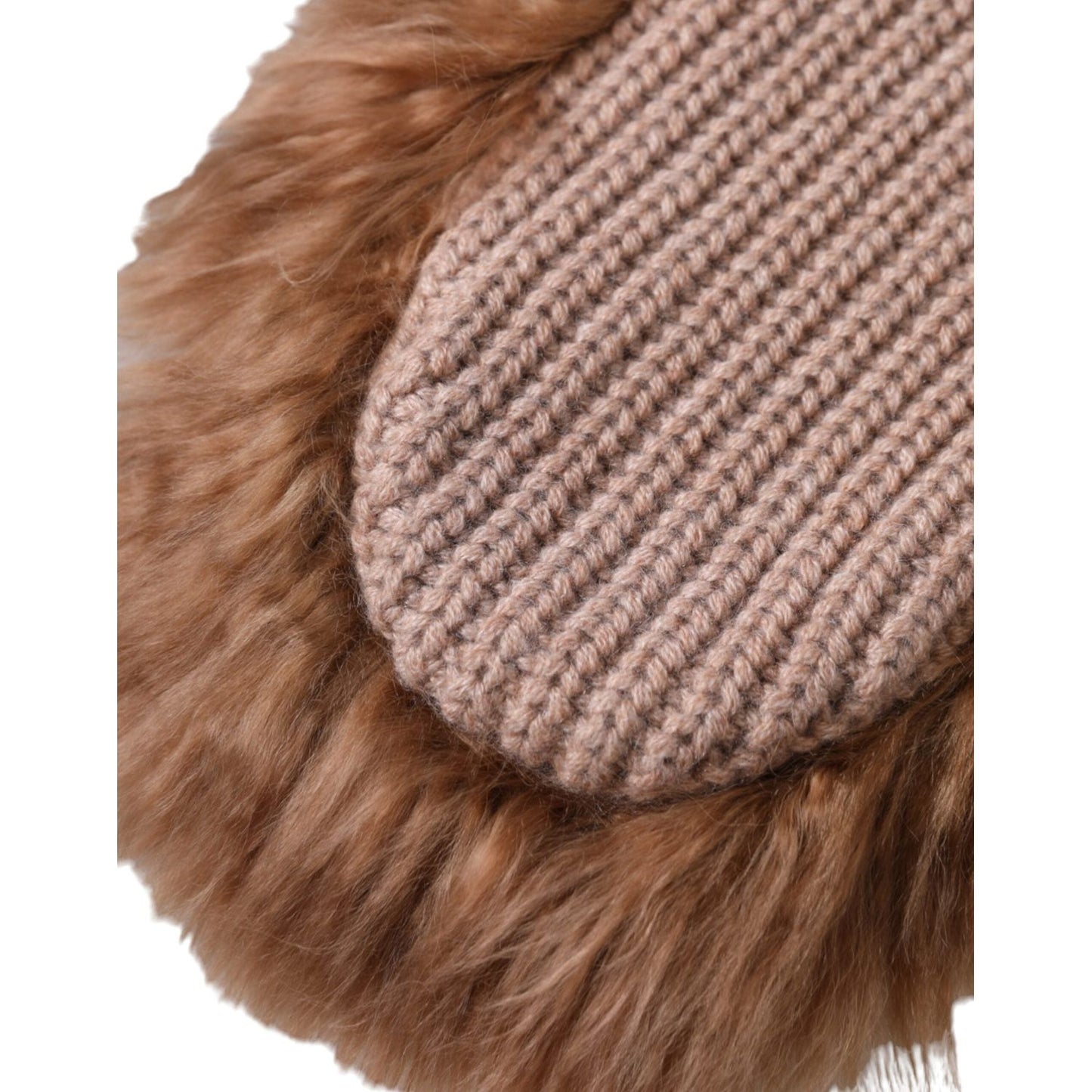 Dolce & Gabbana Brown Cashmere Knitted Fur Mid Arm Mitten Gloves Dolce & Gabbana Dim Gray