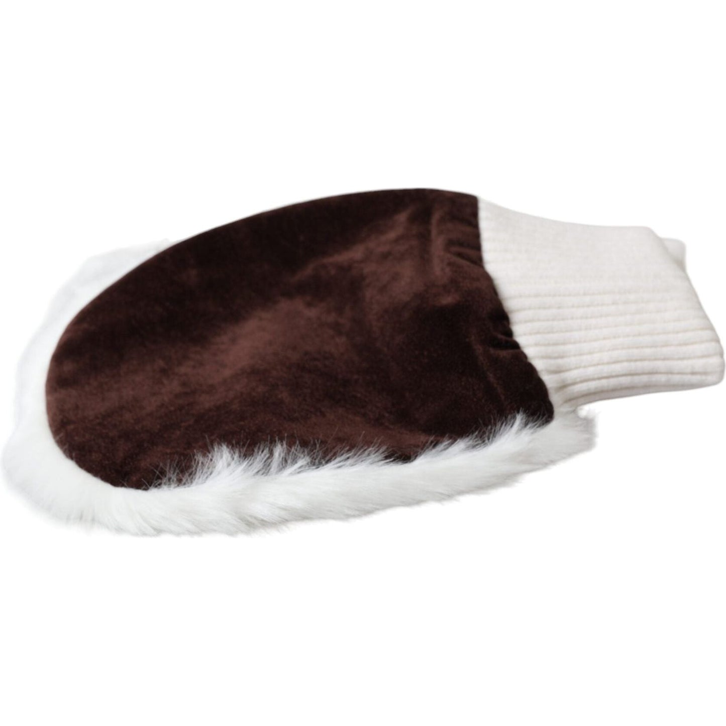 Dolce & Gabbana White Acrylic Knitted Fur Wrist Mitten Gloves Dolce & Gabbana Black