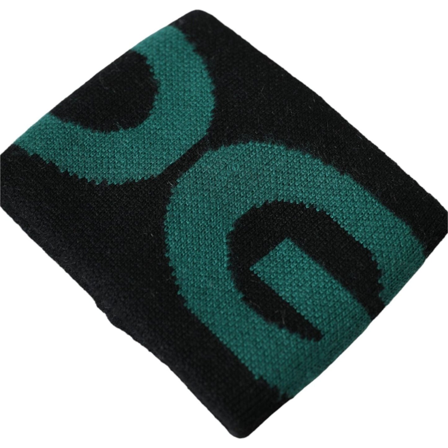 Dolce & Gabbana Black Green Wool Logo #DGMILLENNIALS Wristband Dolce & Gabbana Black