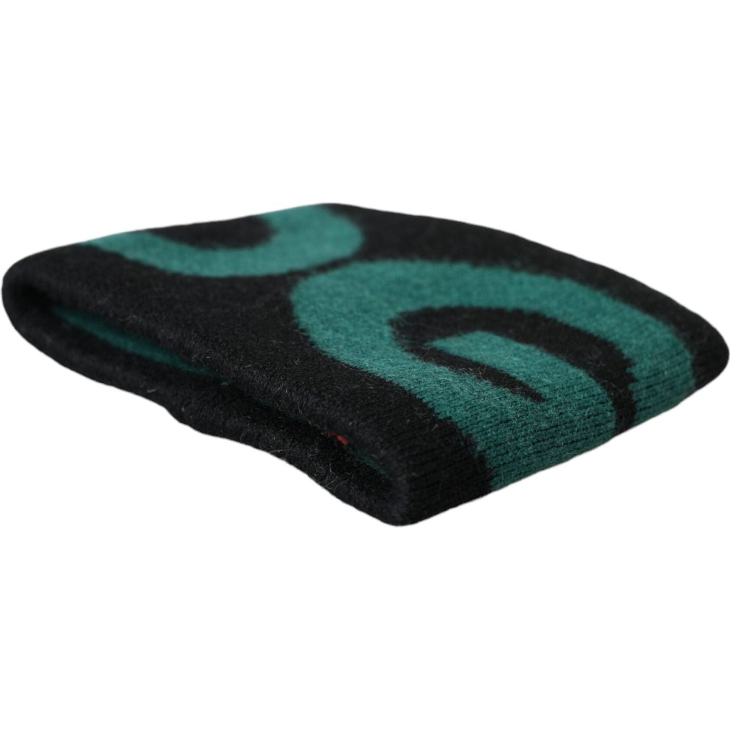 Dolce & Gabbana Black Green Wool Logo #DGMILLENNIALS Wristband Dolce & Gabbana Dark Slate Gray