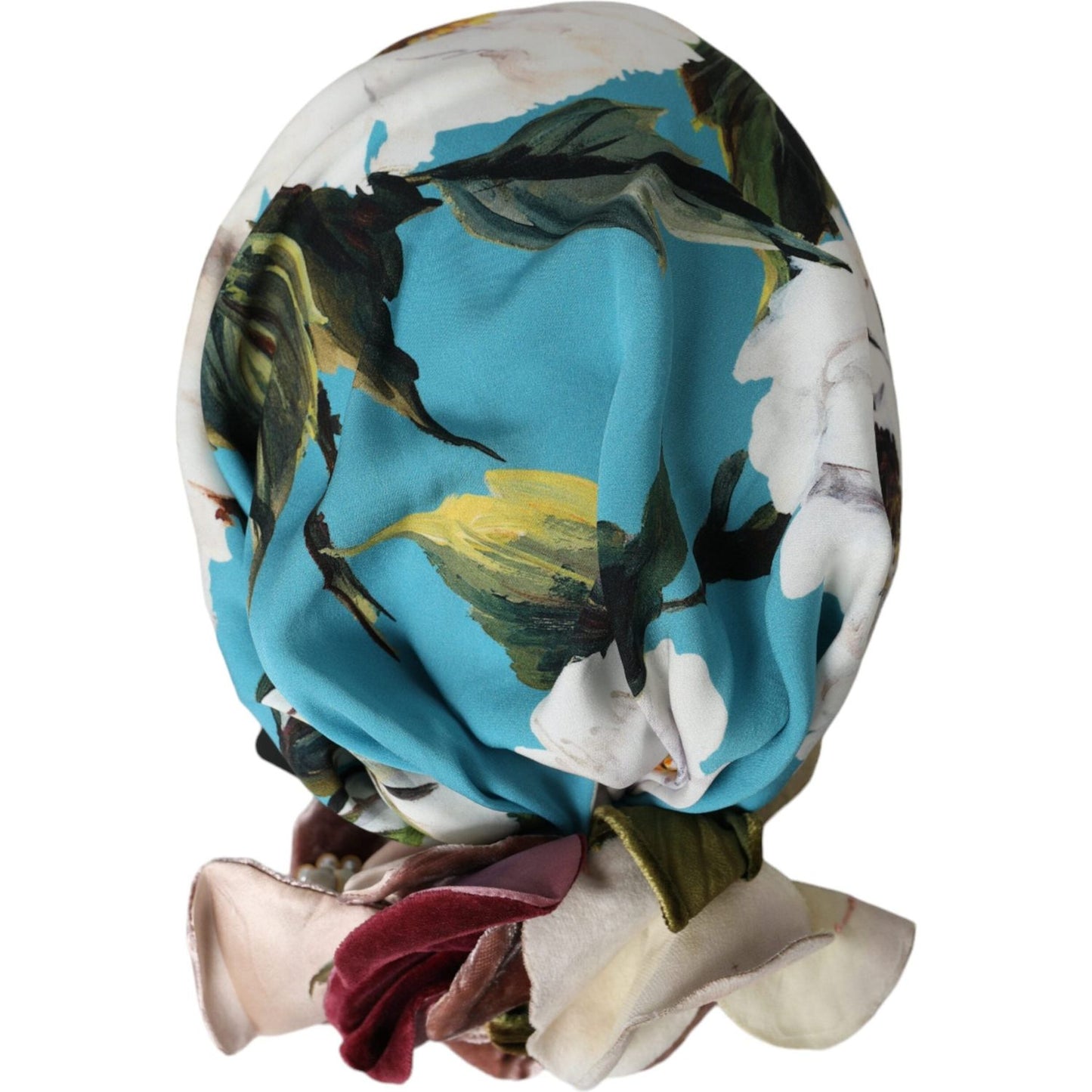 Dolce & Gabbana Blue Floral Motif Turban Head Hat Women Dolce & Gabbana Dark Slate Gray