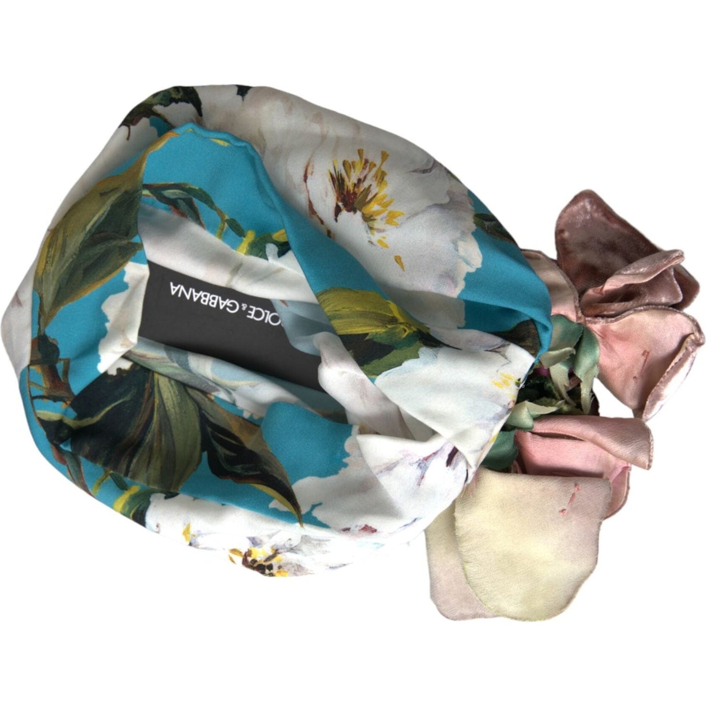 Dolce & Gabbana Blue Floral Motif Turban Head Hat Women Dolce & Gabbana Dark Slate Gray