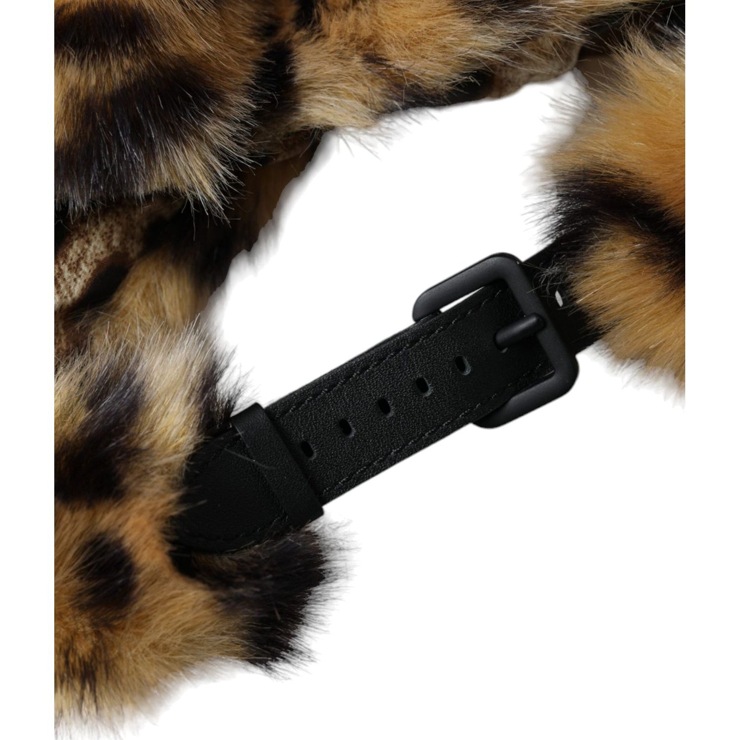 Dolce & Gabbana Brown Leopard Fur Women Bucket Hat Dolce & Gabbana Black