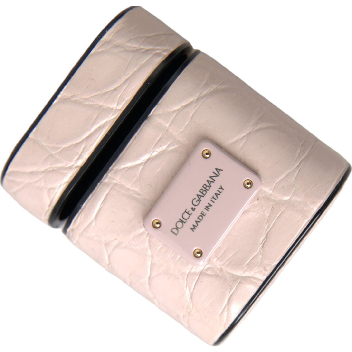 Dolce & Gabbana Light Pink Leather Metal Logo Plaque Airpods Case Dolce & Gabbana Light Gray