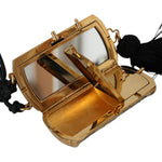 Dolce & Gabbana Beige Exotic Leather Mini Mirror Tassel Make Up Holder Bag Dolce & Gabbana Sienna