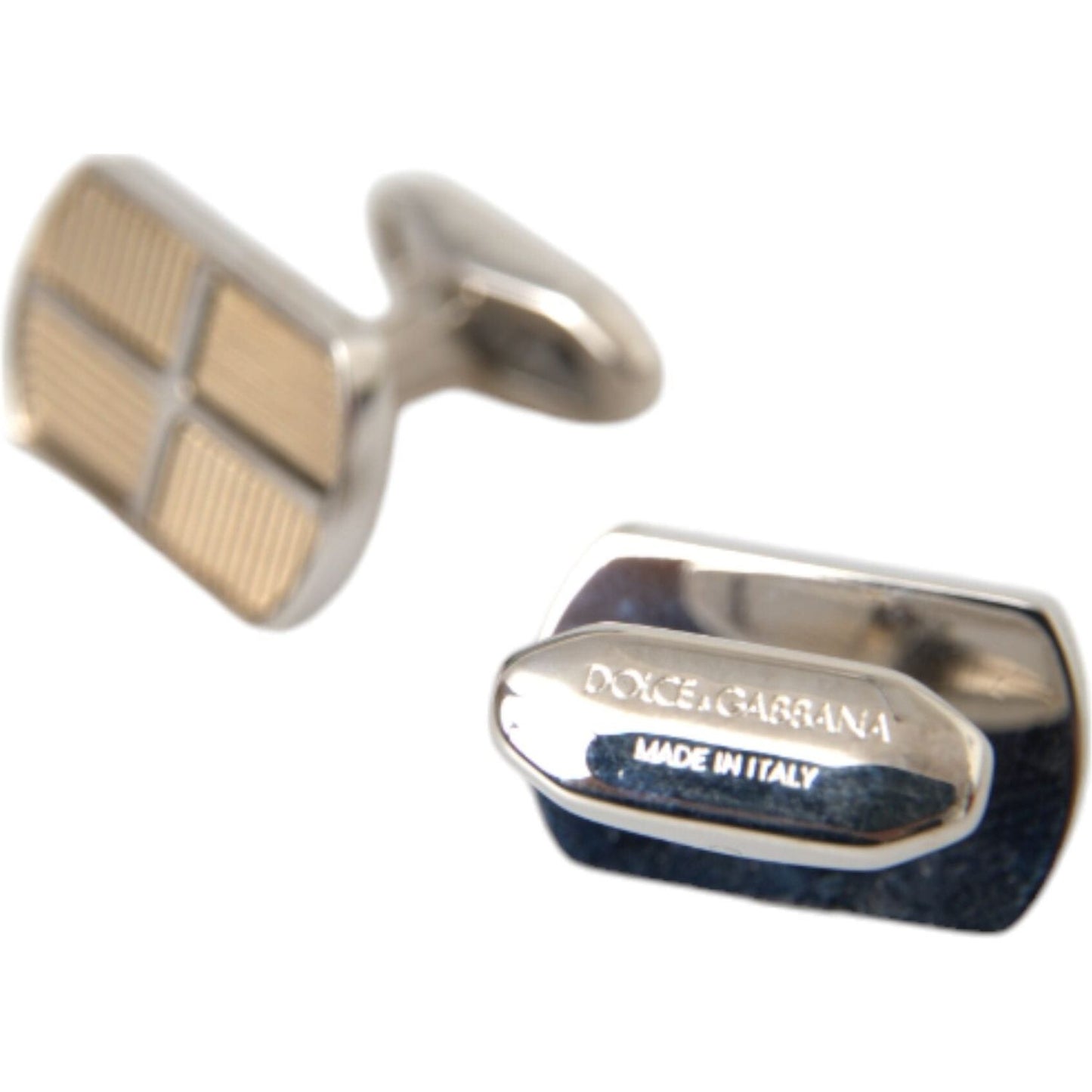 Dolce & Gabbana Silver Gold Plated Metal Brass Pin Cufflinks Cufflinks Dolce & Gabbana Rosy Brown