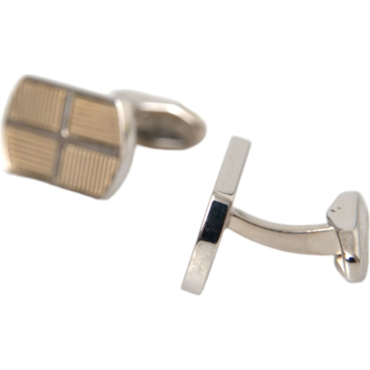 Dolce & Gabbana Silver Gold Plated Metal Brass Pin Cufflinks Cufflinks Dolce & Gabbana Rosy Brown