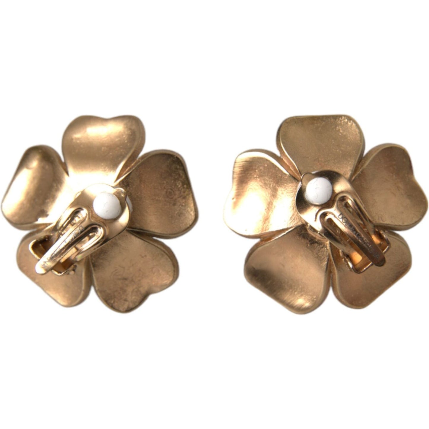 Dolce & Gabbana Gold Tone Maxi Faux Pearl Floral Clip-on Jewelry Earrings Earrings Dolce & Gabbana Dim Gray