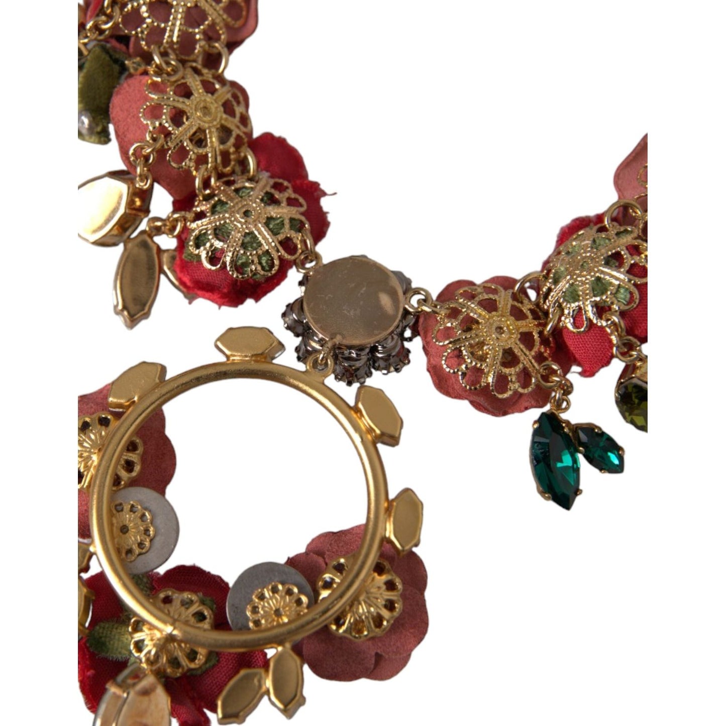 Dolce & Gabbana Gold Brass Link Chain RosePetal Crystal Pendant Necklace Dolce & Gabbana Sienna