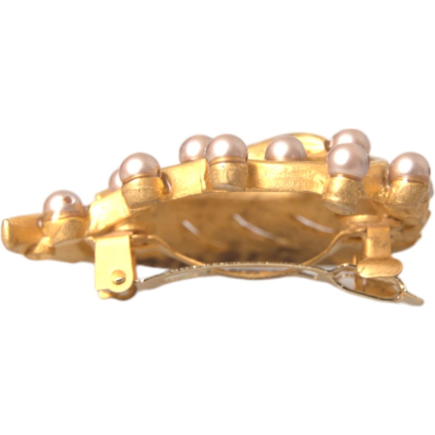 Dolce & Gabbana Gold Brass Leaf Embellished Jewelry Brooch Hair Pin FASHION ACCESSORIES Dolce & Gabbana Dark Khaki