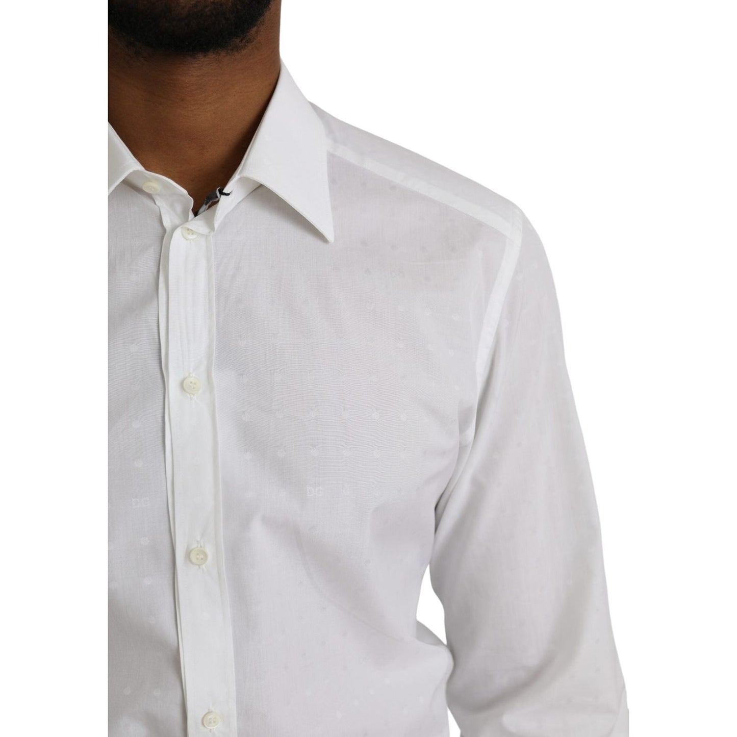 Dolce & Gabbana White Logo Cotton Men Dress GOLD Shirt Dolce & Gabbana Light Gray
