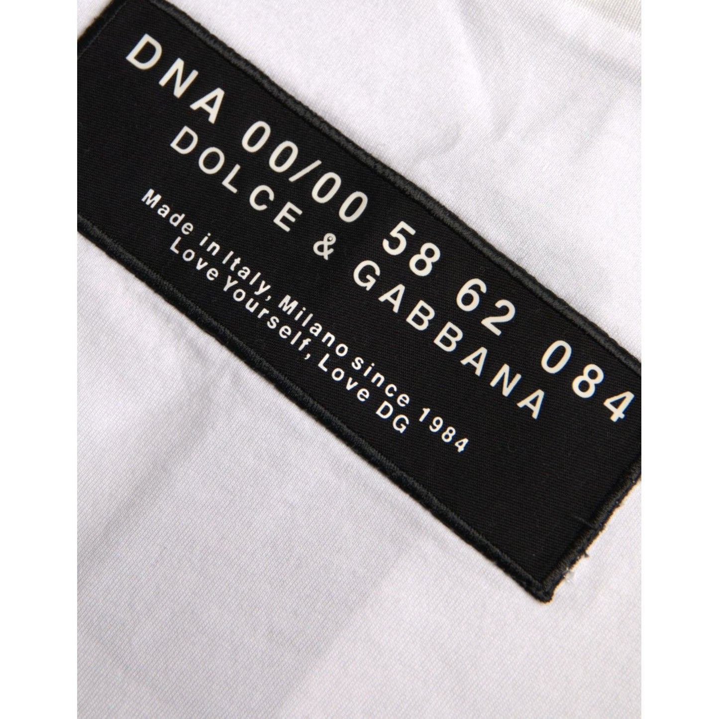 Dolce & Gabbana White Cotton DG Applique Men Casual T-shirt Dolce & Gabbana Light Gray
