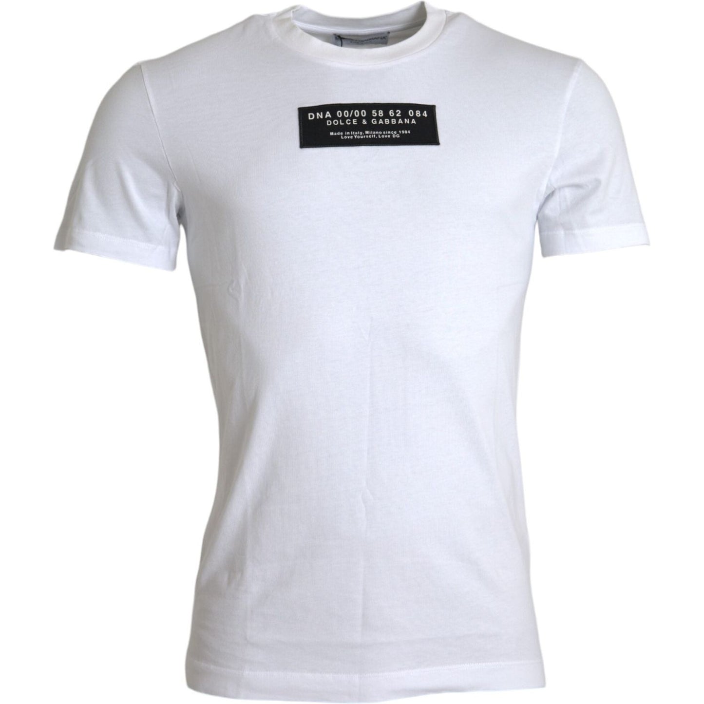 Dolce & Gabbana White Cotton DG Applique Men Casual T-shirt Dolce & Gabbana Light Gray