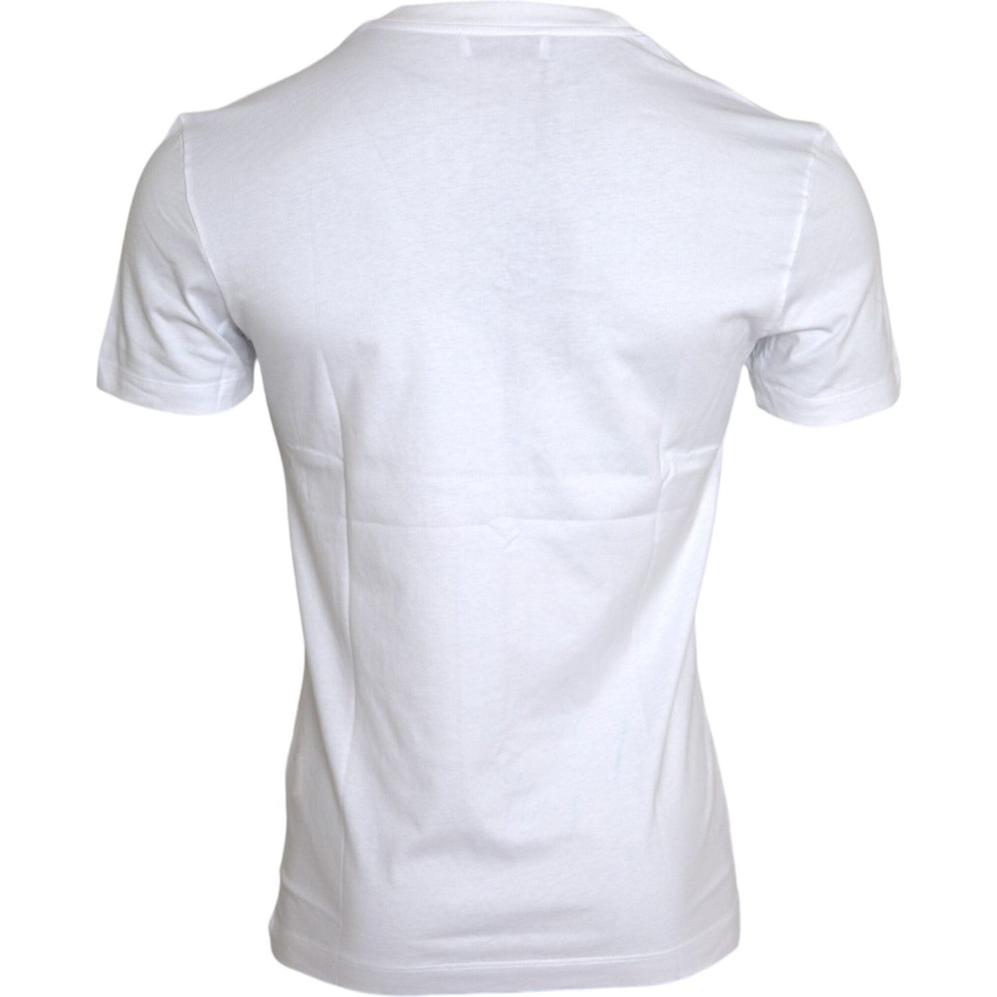 Dolce & Gabbana White Cotton DG Applique Men Casual T-shirt Dolce & Gabbana Lavender