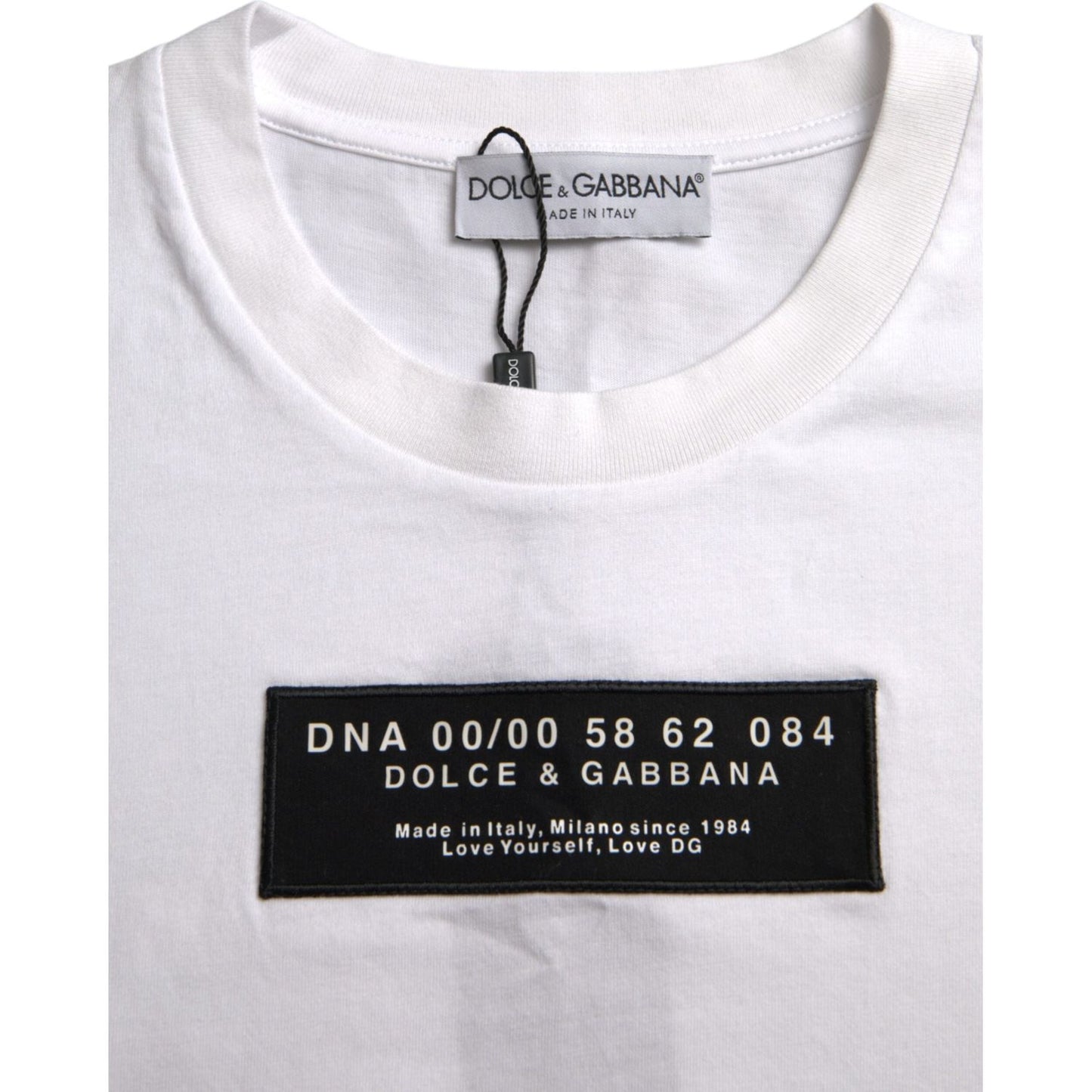 Dolce & Gabbana White Cotton DG Applique Men Casual T-shirt Dolce & Gabbana Light Gray