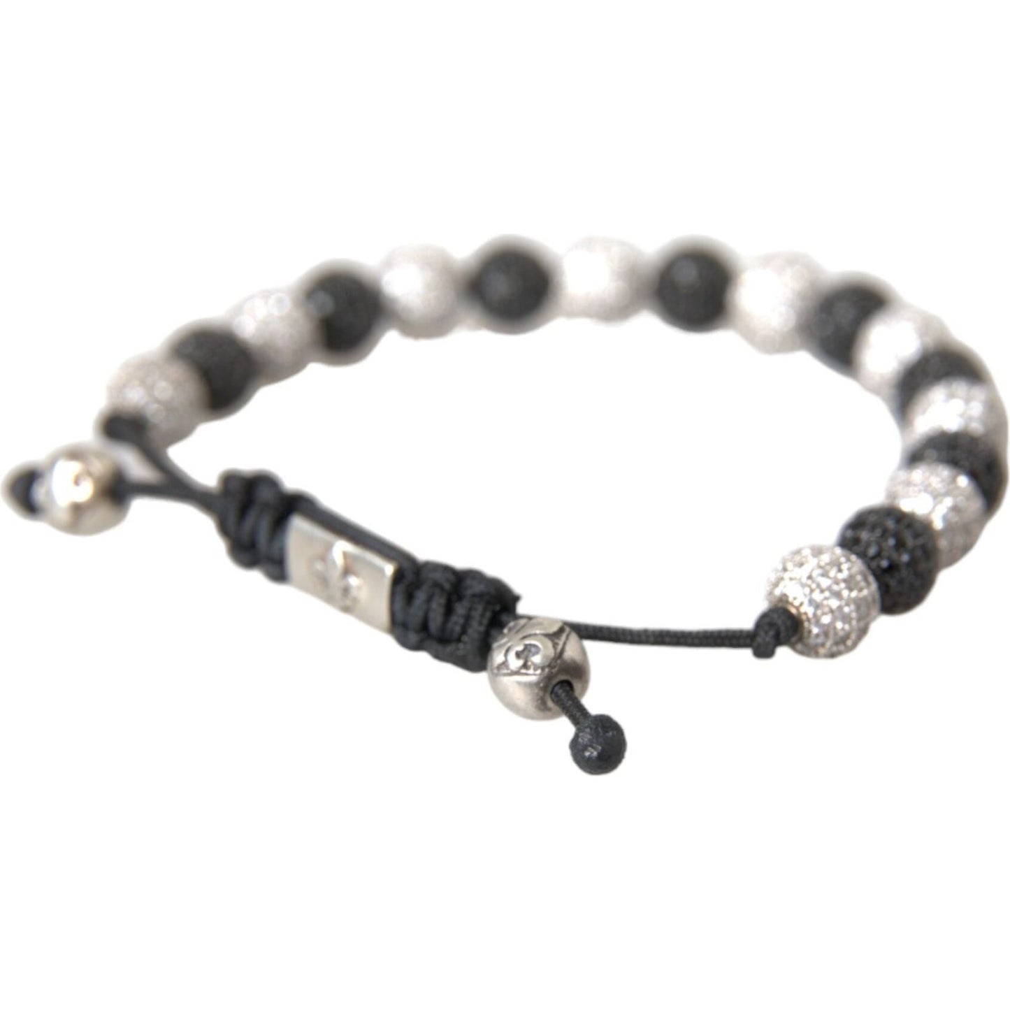 Nialaya CZ Crystal Ball Black White Beaded Bracelet Bracelet Nialaya Gray