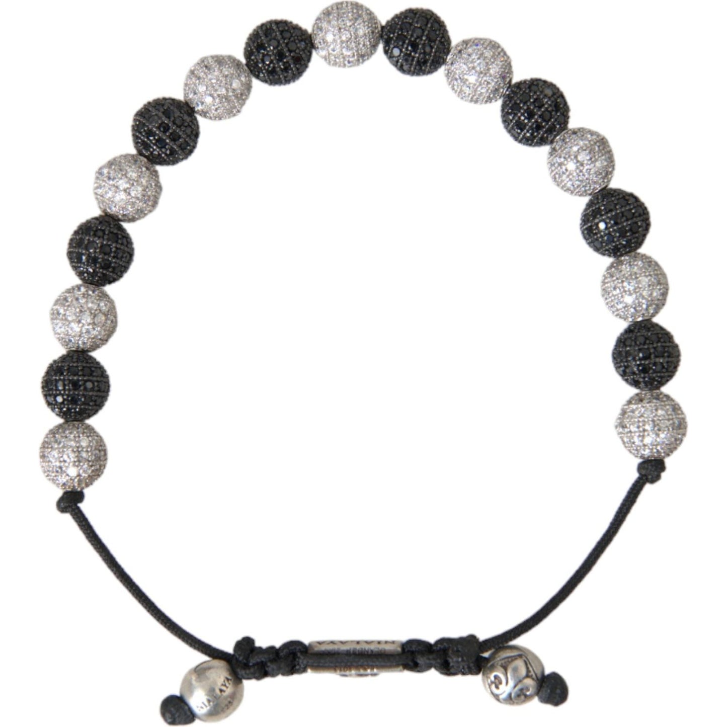 Nialaya CZ Crystal Ball Black White Beaded Bracelet Bracelet Nialaya Dark Slate Gray